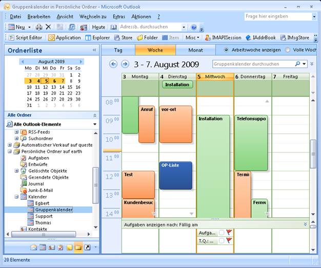 Outlook Kalender im Team 